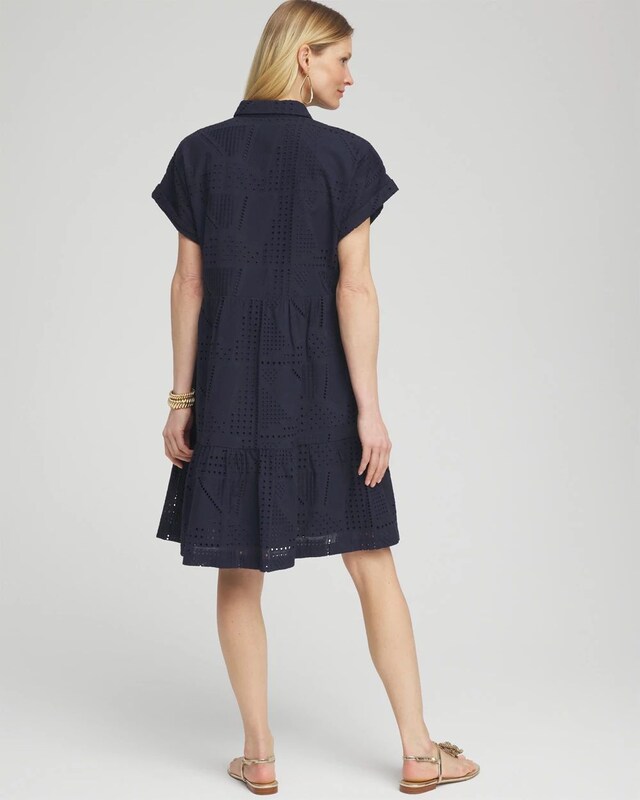 Poplin Diagonal Button Front Dress - image 3